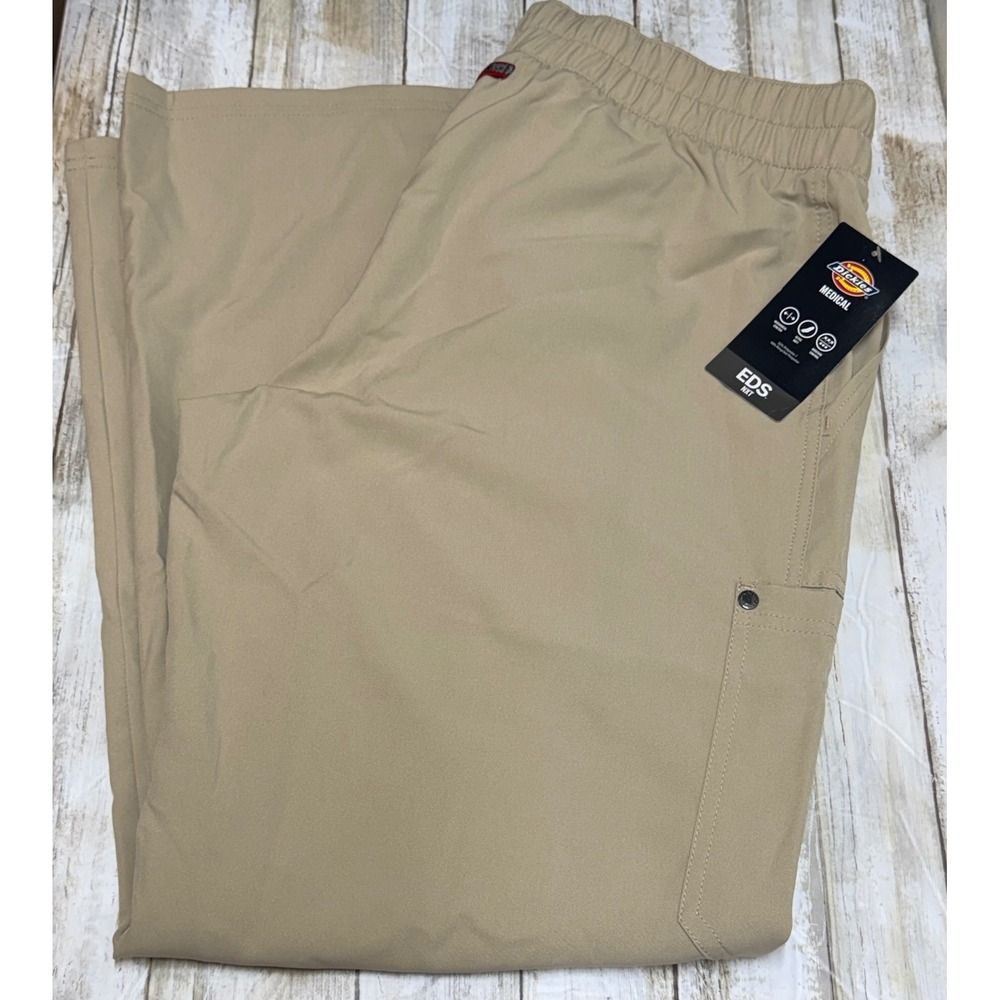 Dickies Women's Medical Scrub Pants Khaki Tan  Medium Petite Wide Leg NWT DK219P